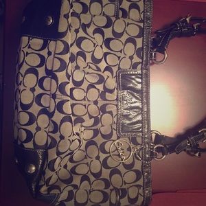 Coach A1032-F14281 leather/fabric black tote